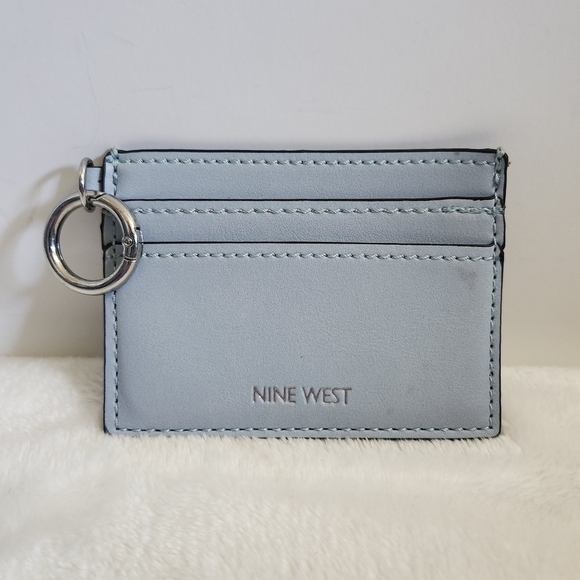Nine West Leather Aqua Light Baby Blue Card Cash Case Wallet - Picture 1 of 8